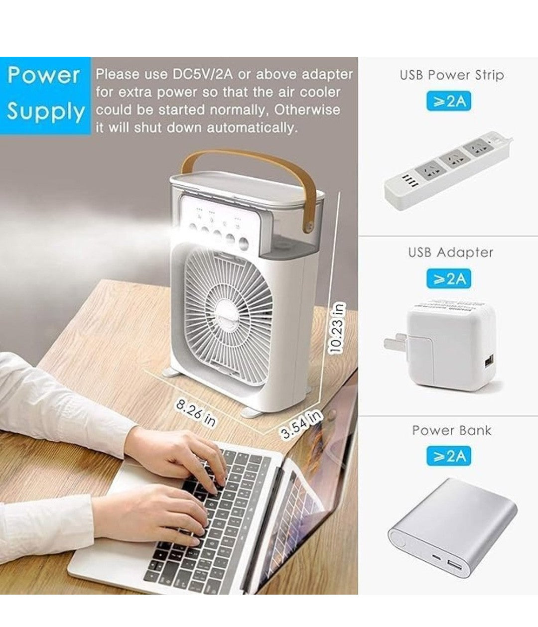 Portable Mini Air Cooler Fan with Humidifier – USB Rechargeable